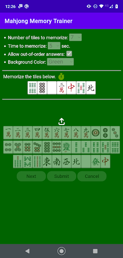 Android application Mahjong Memory Trainer screenshort