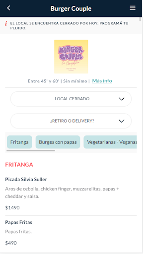 Android application Burger Couple screenshort