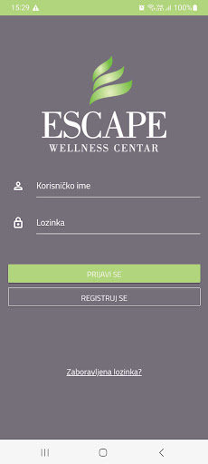 Android application Wellness centar Escape screenshort