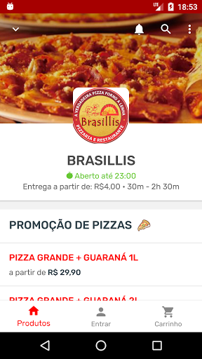 Android application Brasillis Pizzaria screenshort