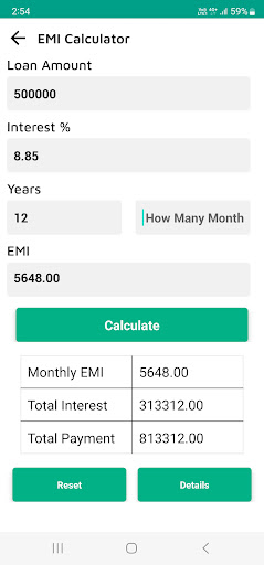 Finance Calculation Calculator Screen 2