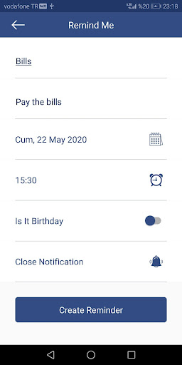Remind Me Screen 2