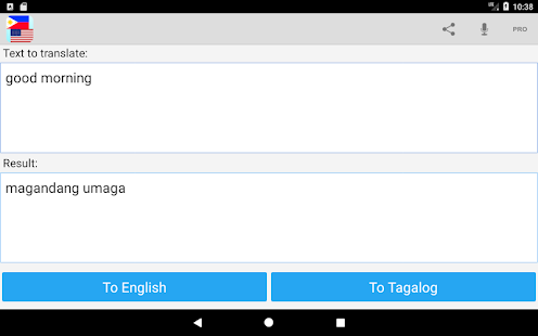 Tagalog English Translator Screenshot