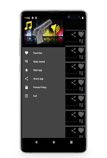Android application Guns Ringtones, guns effect screenshort