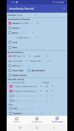 Anesthesia Record Screen 3
