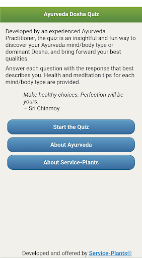 Android application Ayurveda Dosha Quiz screenshort