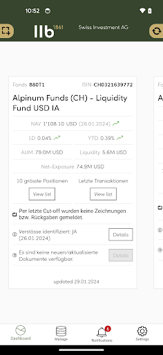 Android application MyFunds - LLB SWISS screenshort