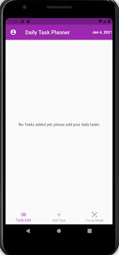 Android application Daily Task Planner screenshort