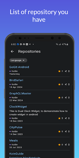 Android application GoGit screenshort