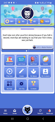 MIAU - Bookshelf & Quizzes Screen 3