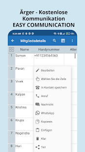 Table Notes - Mobile Excel Bildschirmfoto