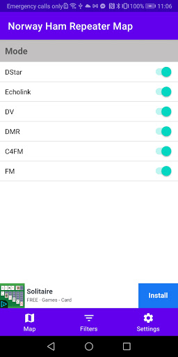 Norway Amateur Radio Repeaters Screen 2