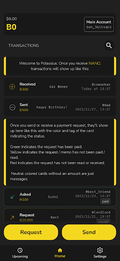 Potassius - BANANO Wallet Screen 2
