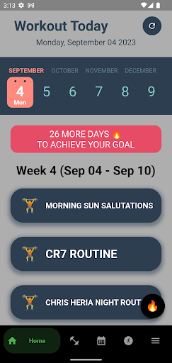 Android application Custom Workout with Journal screenshort