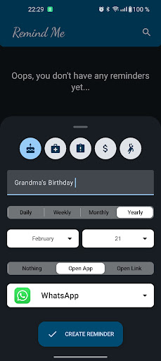 RemindMe Screen 2