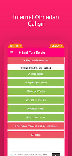 6. Sınıf Tüm Ders İnternetsiz Screen 3