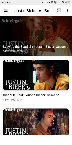 Android application Justin Bieber Songs & Lyrics screenshort