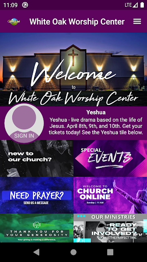 Android application White Oak Worship Center screenshort
