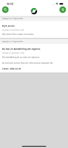Android application Frigoscandia screenshort