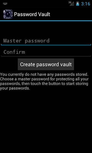 Android application Password Vault screenshort