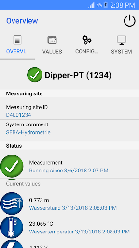 SEBA ConfigApp Screen 2