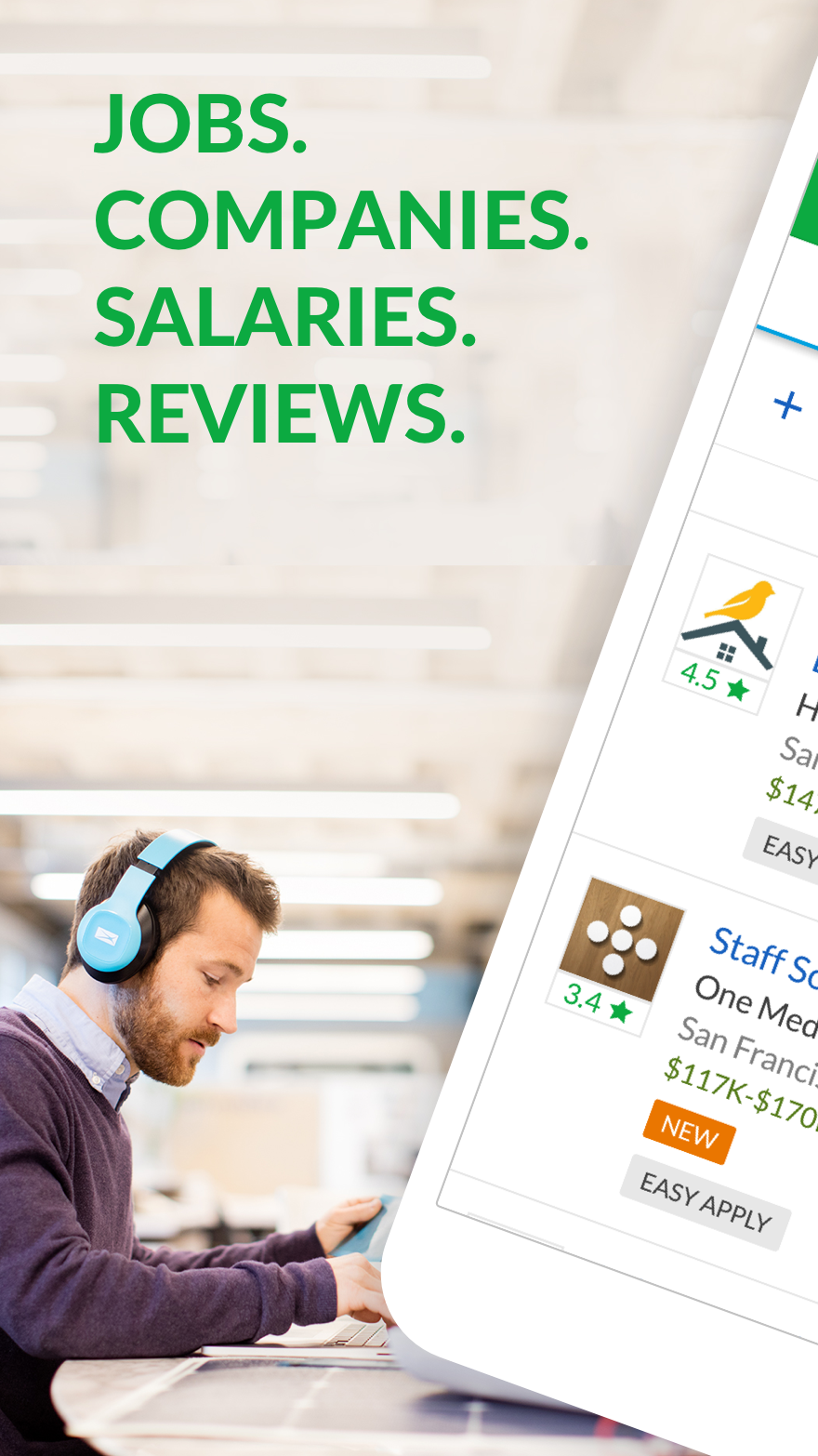 Android application Glassdoor - Job search, company reviews & salaries screenshort