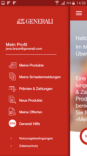 Android application MyGenerali screenshort