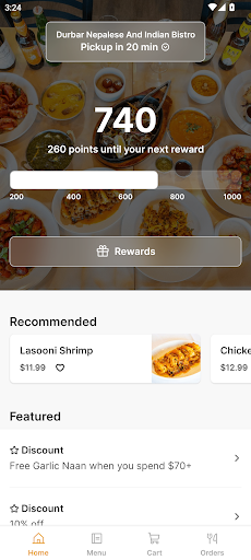 Android application Durbar Nepalese Indian Bistro screenshort