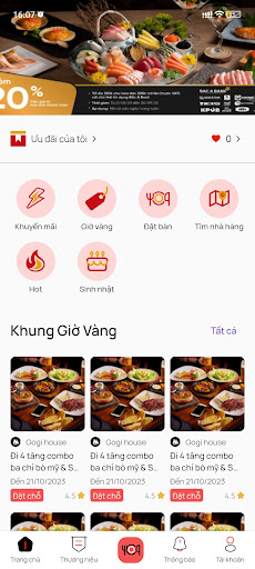 Android application Đặt bàn 24h screenshort