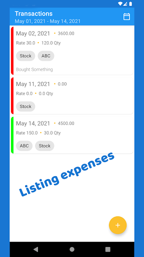 Android application Expense Manager screenshort