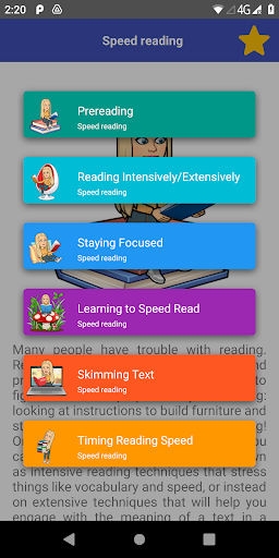 Speed reading Screen 2