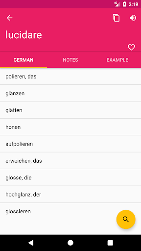 German Italian Dictionary Screen 2