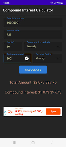Android application Compound Interest Calculator screenshort