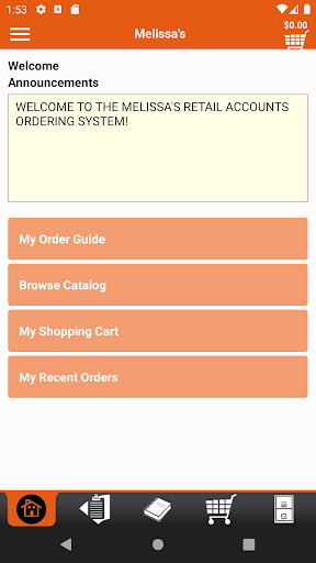 Android application Melissa's Checkout screenshort