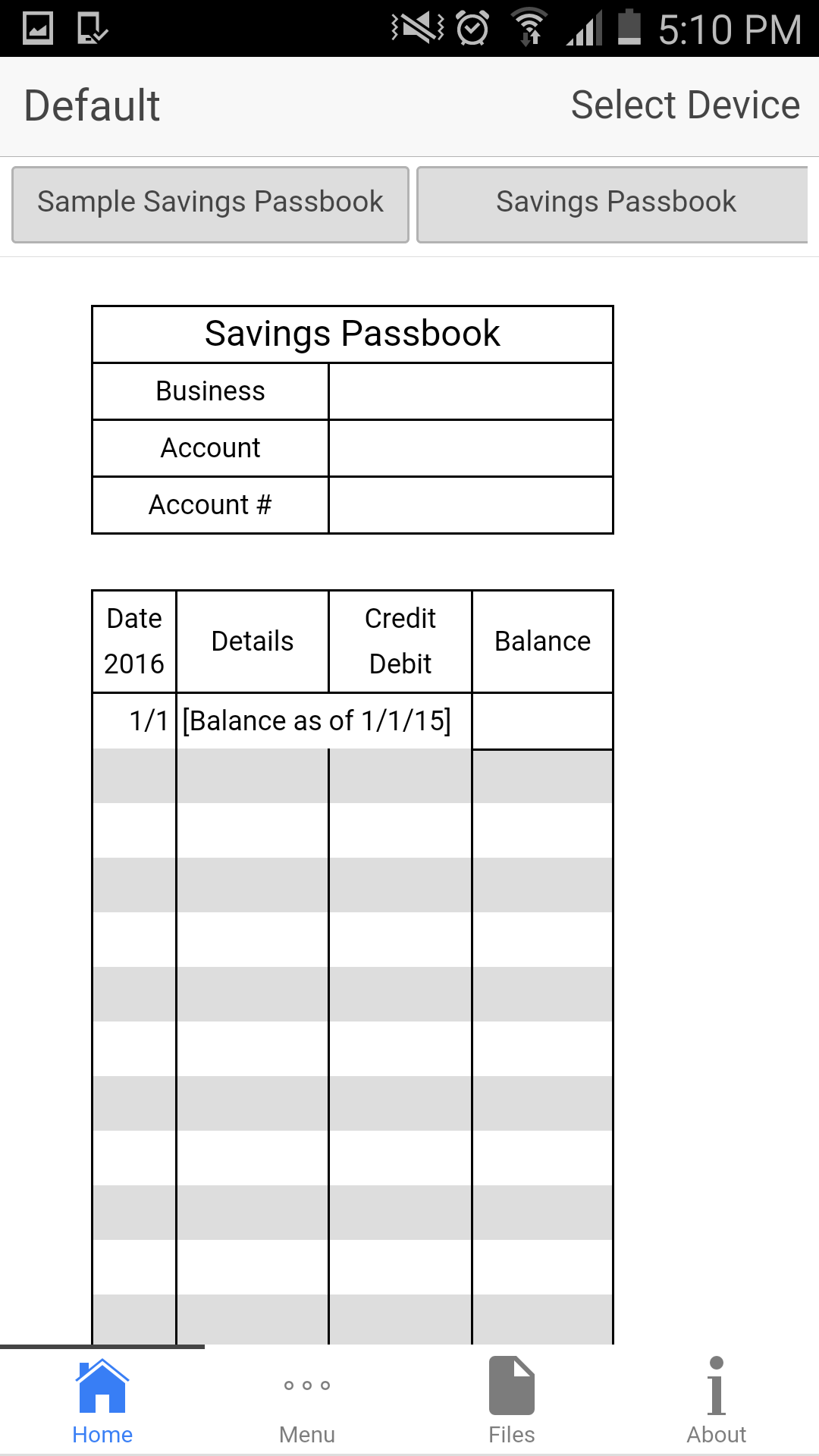 Android application Savings Passbook screenshort