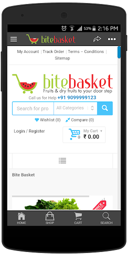 Android application Bite Basket screenshort