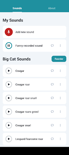 Android application Big Cat Sounds screenshort