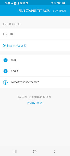 Android application First Community Credit Cards screenshort