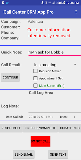 Call Center CRM App Pro (Trial Screen 3
