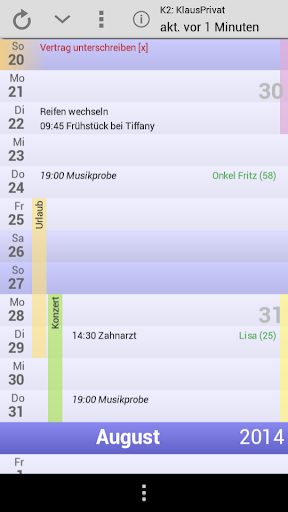 Android application Kalenderchen screenshort