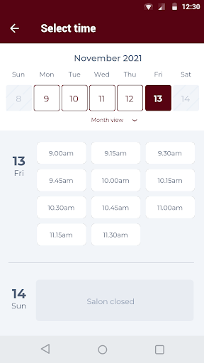 Shore Island Spa Bookings Screen 2