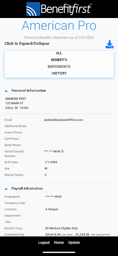 Android application Benefitfirst Mobile screenshort