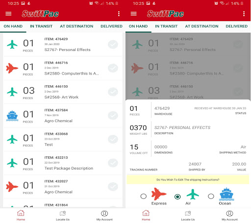 Swiftpac: International Shippi Screen 2