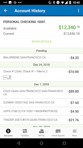 Service CU Mobile Banking Screen 2