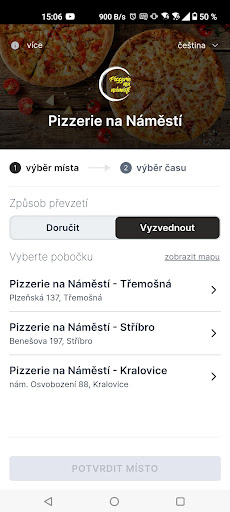 Android application Pizzerie na Náměstí screenshort
