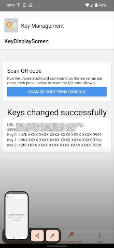 Android application Bolt Card NFC Card Creator screenshort