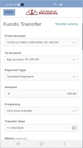 The Bank of Marion App Screen 3
