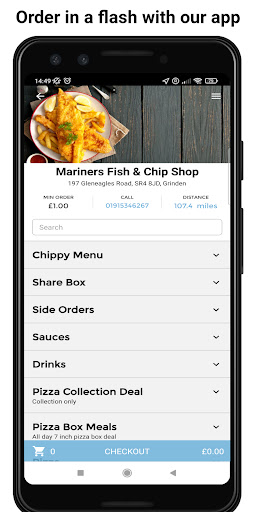 Android application Mariners Fish & Chip Shop screenshort