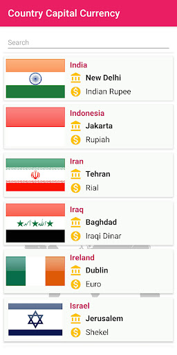 Countries Capitals & Currency Screen 3