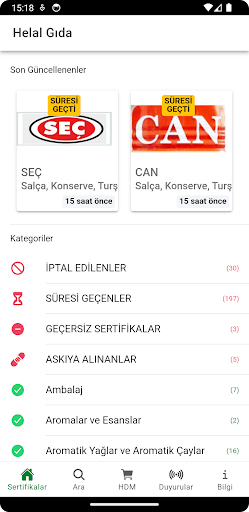 Android application GİMDES Helal Gıda screenshort